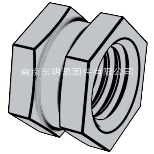 DIN 16903(A) - 1974 六角通孔中間帶槽鑲?cè)肼菽?- A型