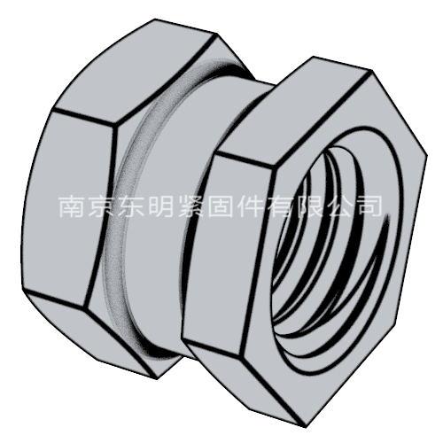 DIN 16903(E) - 1974 六角通孔中間帶槽鑲?cè)肼菽?帶塑料密封墊 E型