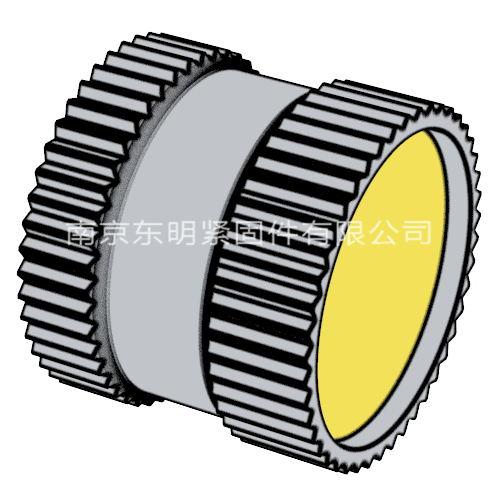 DIN 16903(F) - 1974 滾花通孔中間帶槽鑲?cè)肼菽?帶密封墊 - F型