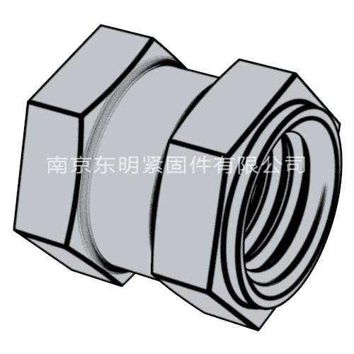 DIN 16903(C) - 1974 六角通孔中間帶槽臺階鑲?cè)肼菽?- C型