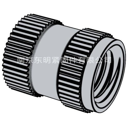 DIN 16903(H) - 1974 滾花通孔中間帶槽臺階鑲?cè)肼菽?帶密封墊 H型